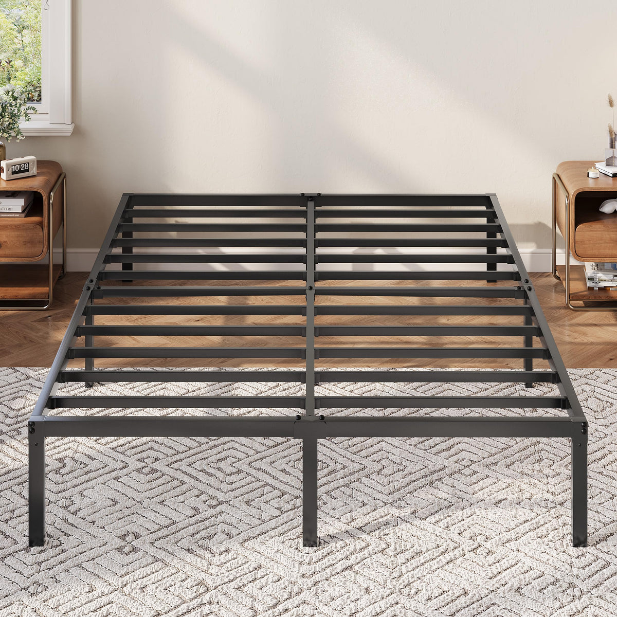 Queen 12 Inch Metal Bed Frame with Storage Space J687
