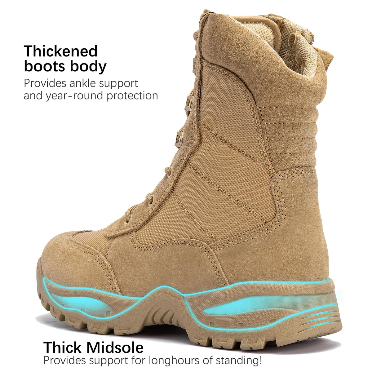 8-Inch Lightweight Tactical Boots with Side Zipper S60617