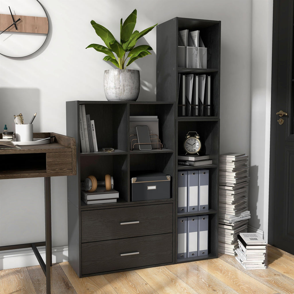 Black 4-Cube Stackable Wood Storage Organizer Shelves W131960