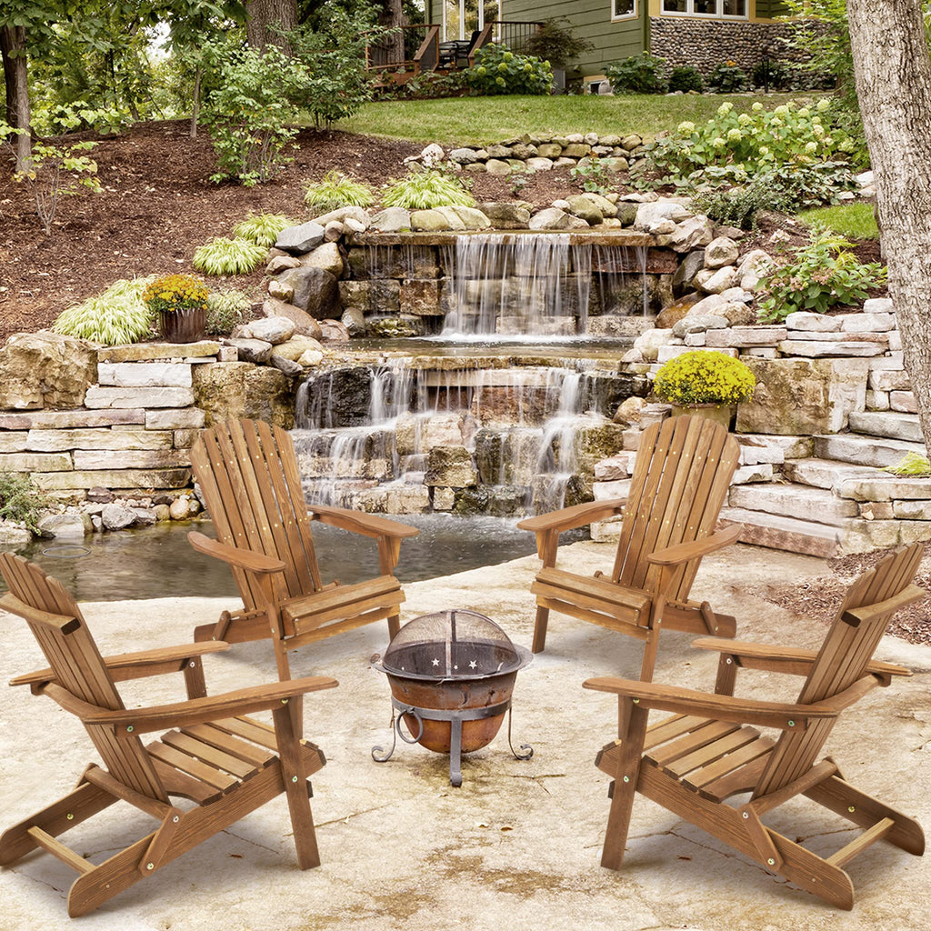 Folding Adirondack Chair Set of 2 Solid Cedar Wood E144968