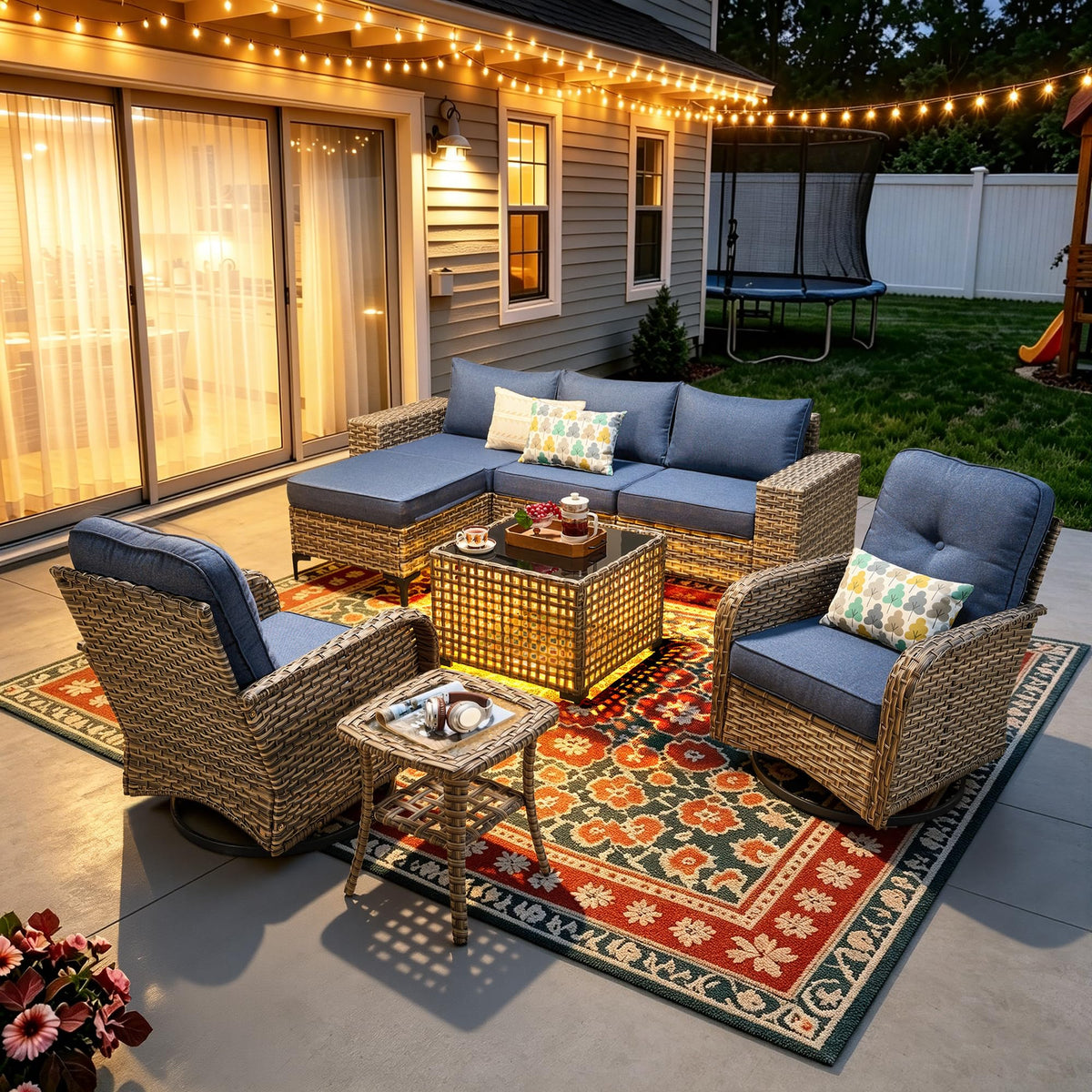 8 Piece Wicker Outdoor Sectional Sofa Set G7711
