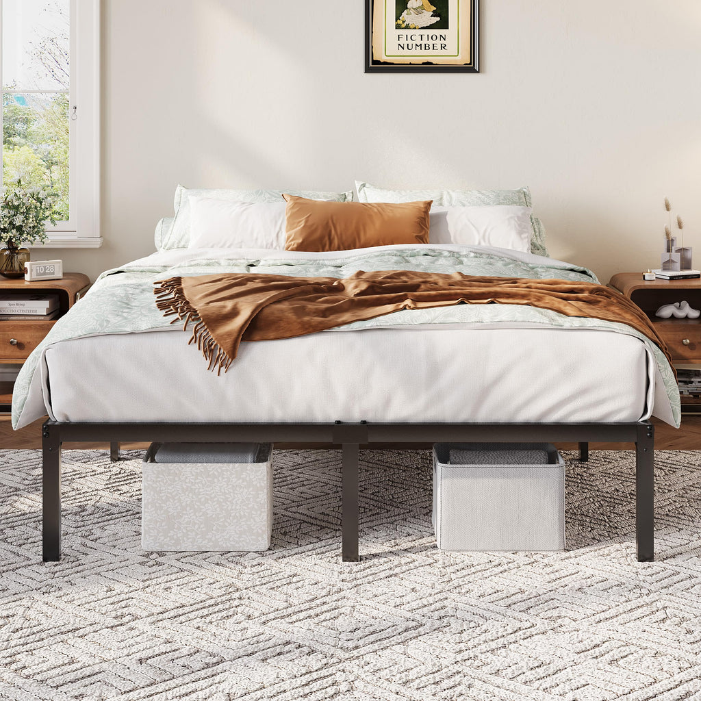 Queen 12 Inch Metal Bed Frame with Storage Space J687